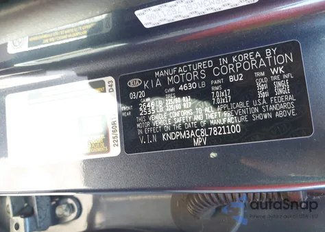 2020 Kia Sportage Lx from USA, damaged, VIN KNDPM3AC8L7821100